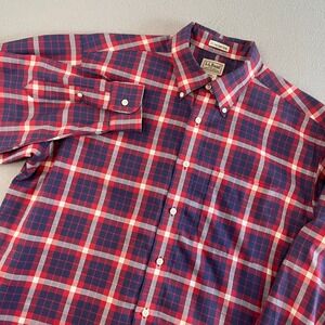 LL Bean Mens Long Sleeve Button Down Shirt U S Coast Guard Tartan Plaid L REG
